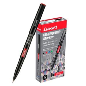 LUXOR CD/DVD/OHP MARKER  (SET OF 10) BLACK BLUE RED GREEN