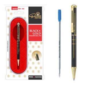PIERRE CARDIN PEARL BLACK AND GOLD BALL PEN – INK BLUE