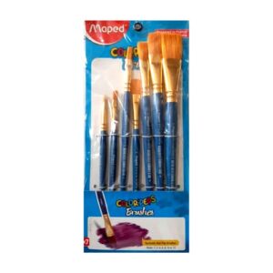 MAPED COLOUR SYNTHETIC FLAT PAINT BRUSH SET OF 7 (SIZES 1, 2, 4, 6, 8, 10 & 12)