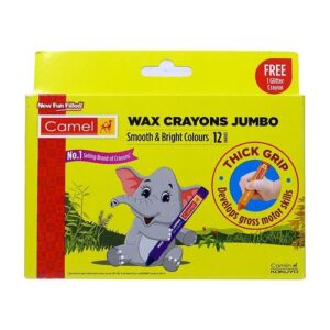 CAMLIN WAX CRAYONS JUMBO+ 1 GLITTER SHADE FREE - 12 SHADES