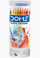 DOMS 28 SHADES ERASABLE PLASTIC CRAYONS ROUND TIN BOX