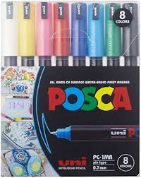POSCA 1MR 0.7MM MARKERS (8 COLORS- 8 PCS)/UNIBALL