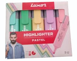 LUXOR PASTEL HIGHLIGHTER ASSORTED (PACK OF 5)