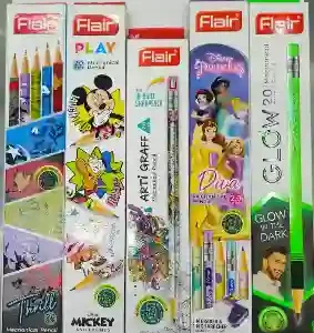 Flair 2.0mm Mechanical Pencil Extra Dark 2B Pencils| Mickey /Princess/Thrill Characters/Arti Graff/ Glow Pencil- Pack of 10 Pencils